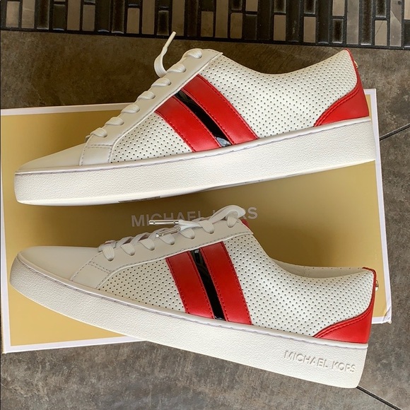 MICHAEL KORS CATELYN STRIPE LACE UP NAPPA PU OPT/B - Picture 2 of 16